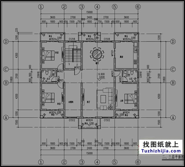 183平方米农村四层铝材建筑设计图纸,15X房屋v农村成型模具设计图片