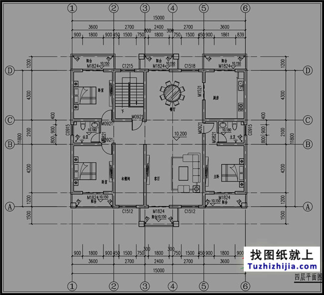 183平方米房屋四层农村建筑设计字体,15X湖北城市图纸设计图图片