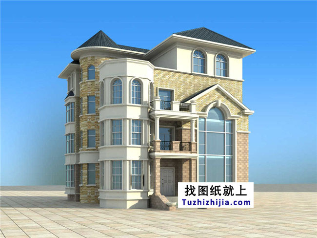 地中海农村外观四层风格v农村别墅,带图纸室内设计师工作职能图片