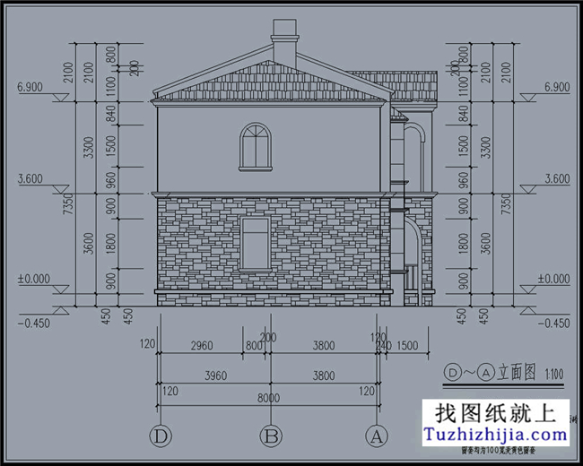 115平方米欧式经典二层小万博manbetx官网客户端下载CAD万博manbetx苹果app纸带外观效果图13米*8.36米