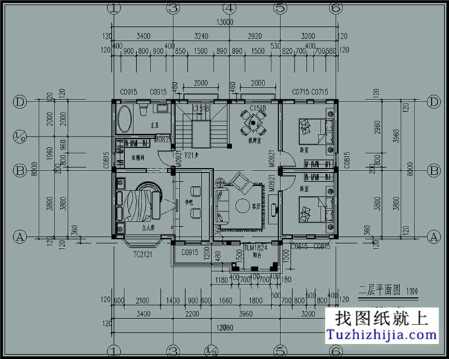 115平方米欧式经典二层小万博manbetx官网客户端下载CAD万博manbetx苹果app纸带外观效果图13米*8.36米