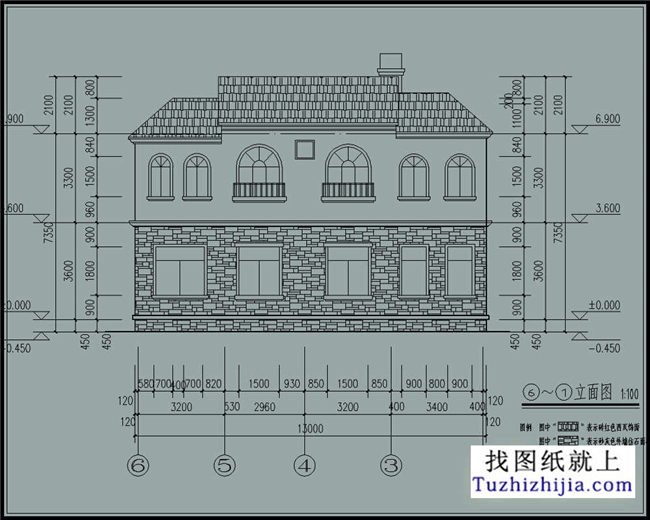 115平方米欧式经典二层小万博manbetx官网客户端下载CAD万博manbetx苹果app纸带外观效果图13米*8.36米