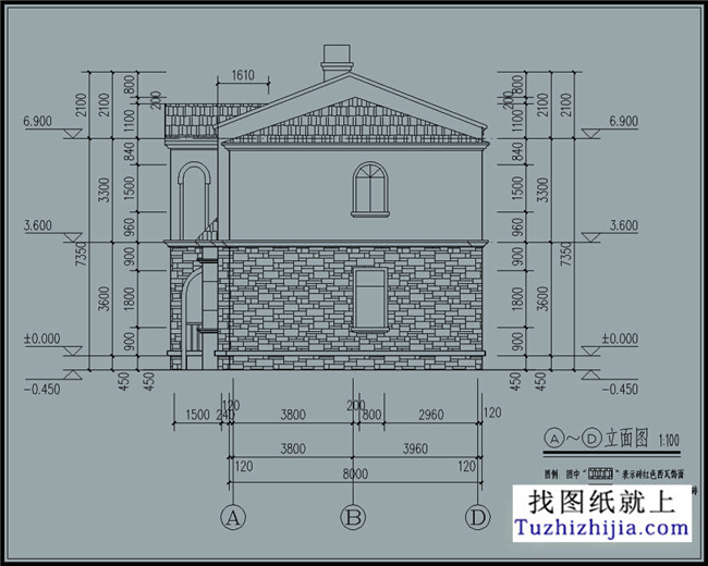 115平方米欧式经典二层小万博manbetx官网客户端下载CAD万博manbetx苹果app纸带外观效果图13米*8.36米
