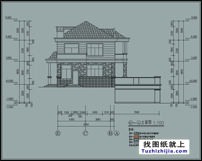 115平方米自建别墅设计带地下室的cad设计图纸及外观设计,12x9米花园别墅十九广地图片