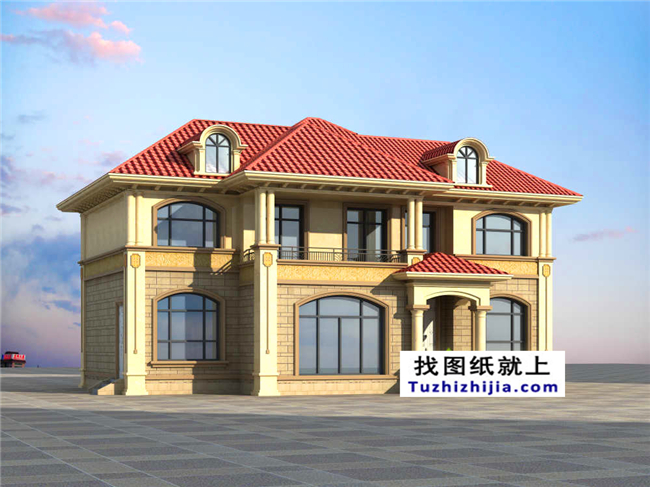127平方米欧式实用型自建二层万博manbetx官网客户端下载设计CAD图纸14.74米*9.34米