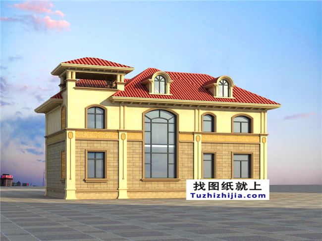 127平方米欧式实用型自建二层万博manbetx官网客户端下载设计CAD图纸14.74米*9.34米
