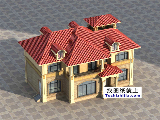 127平方米欧式实用型自建二层万博manbetx官网客户端下载设计CAD图纸14.74米*9.34米