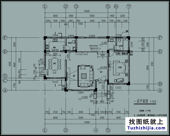 127平方米欧式实用型自建二层万博manbetx官网客户端下载设计CAD图纸14.74米*9.34米