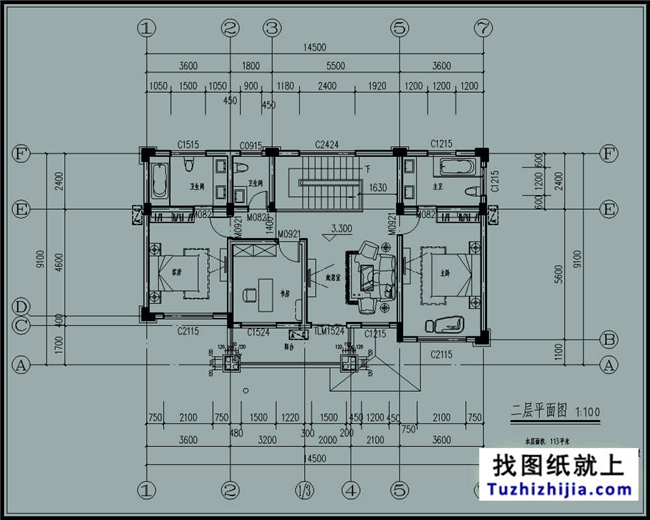 127平方米欧式实用型自建二层万博manbetx官网客户端下载设计CAD图纸14.74米*9.34米