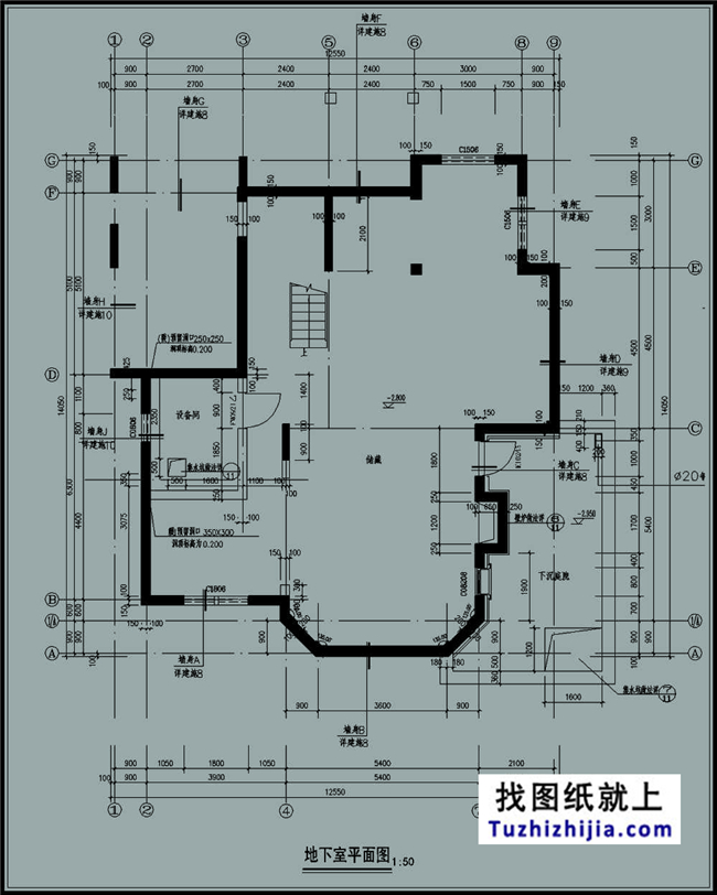 150平方米时尚现代新农村二层带地下室房屋设计图纸12x14米