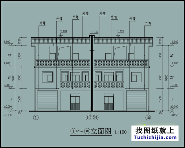 180平方米新万博客户端manbetx双拼户型万博manbetx官网客户端下载房屋万博manbetx苹果app纸带外观图,17X11米
