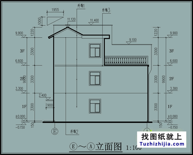 180平方米新万博客户端manbetx双拼户型万博manbetx官网客户端下载房屋万博manbetx苹果app纸带外观图,17X11米