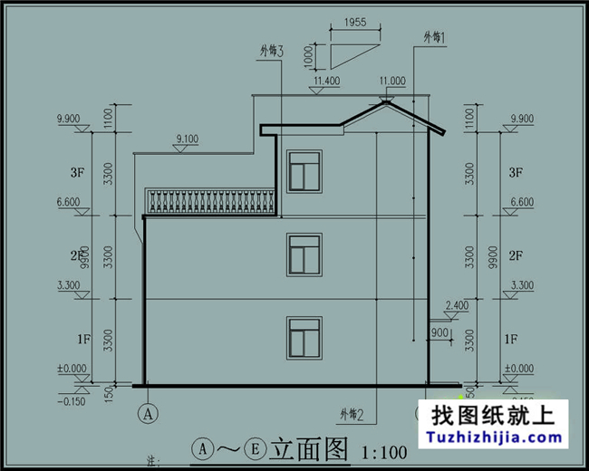 180平方米新万博客户端manbetx双拼户型万博manbetx官网客户端下载房屋万博manbetx苹果app纸带外观图,17X11米