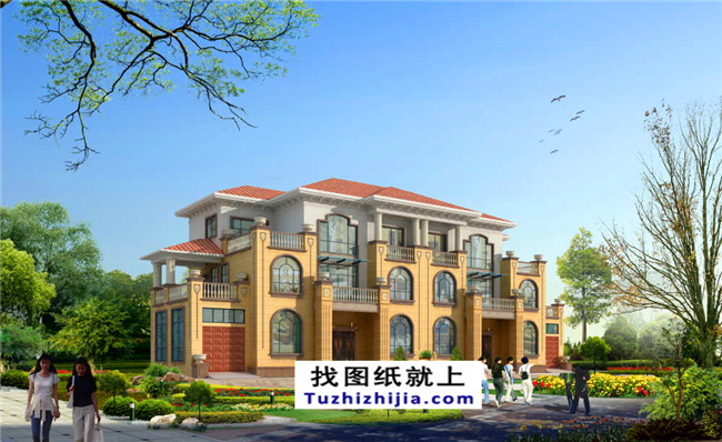 148平方米新农村复式框架三层双拼欧式别墅设计图纸,15米x10米