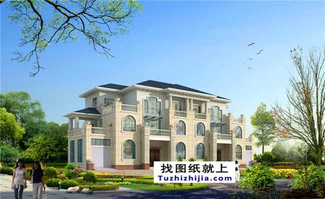 148平方米新农村复式框架三层双拼欧式别墅设计图纸,15米x10米