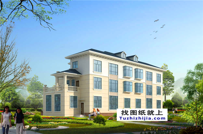 148平方米新农村复式框架三层双拼欧式别墅设计图纸,15米x10米