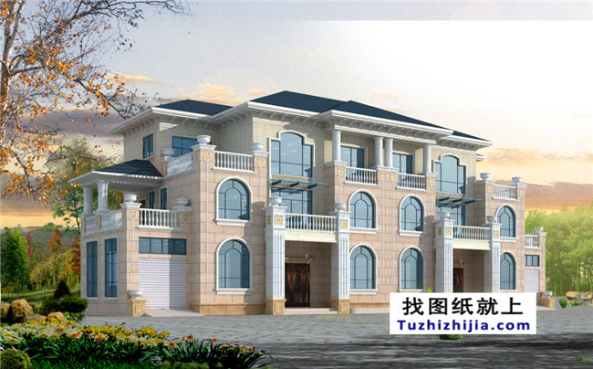 148平方米新农村复式框架三层双拼欧式别墅设计图纸,15米x10米