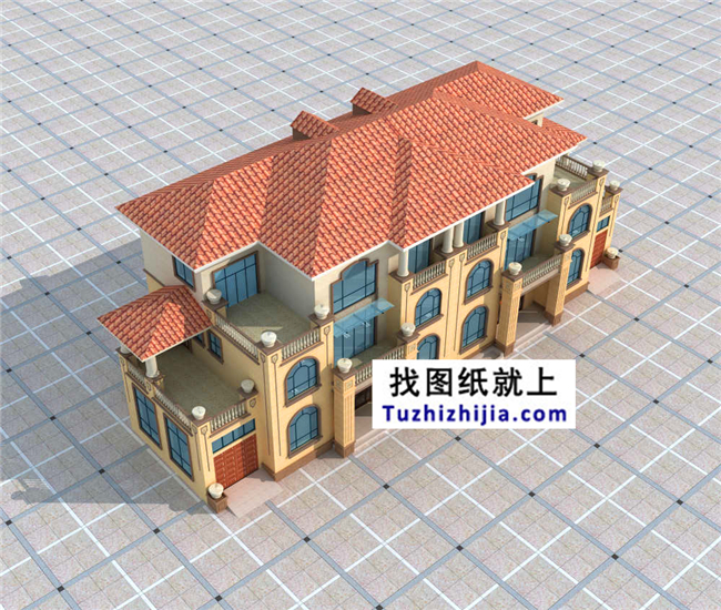 148平方米新农村复式框架三层双拼欧式别墅设计图纸,15米x10米