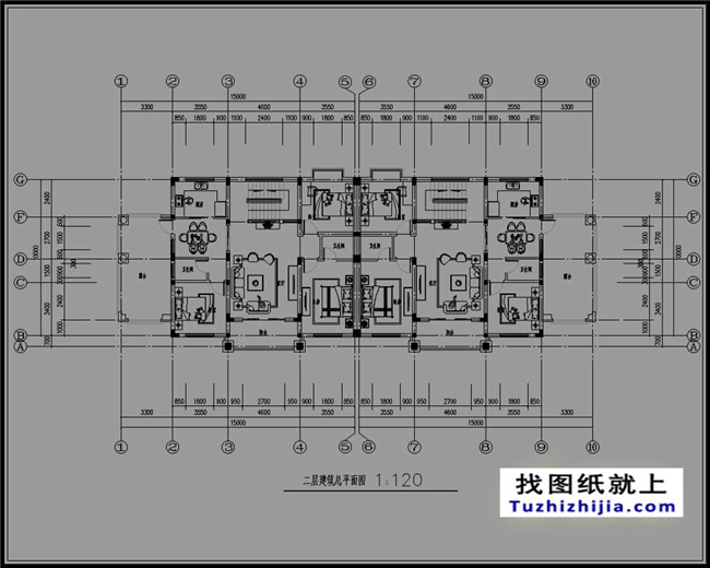 148平方米新农村复式框架三层双拼欧式别墅设计图纸,15米x10米