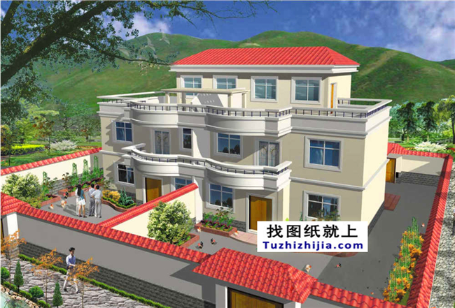 190平方米双拼楼房设计施工图纸带外观,18x11米