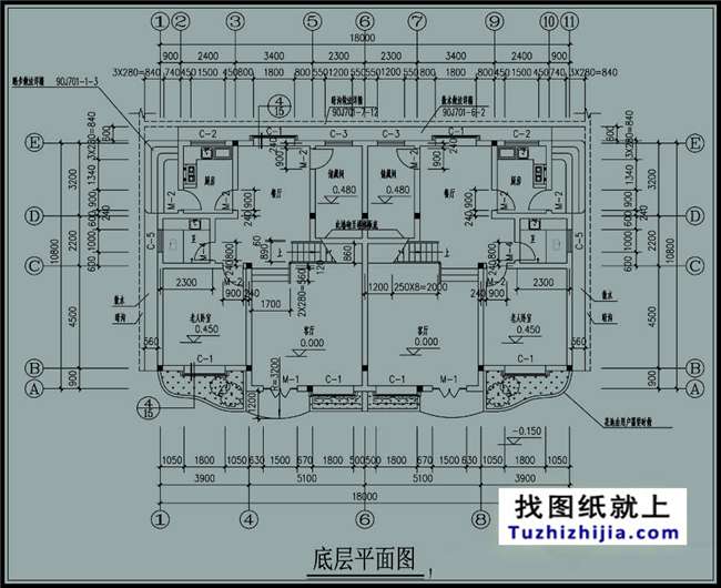 190平方米双拼楼房设计施工图纸带外观,18x11米