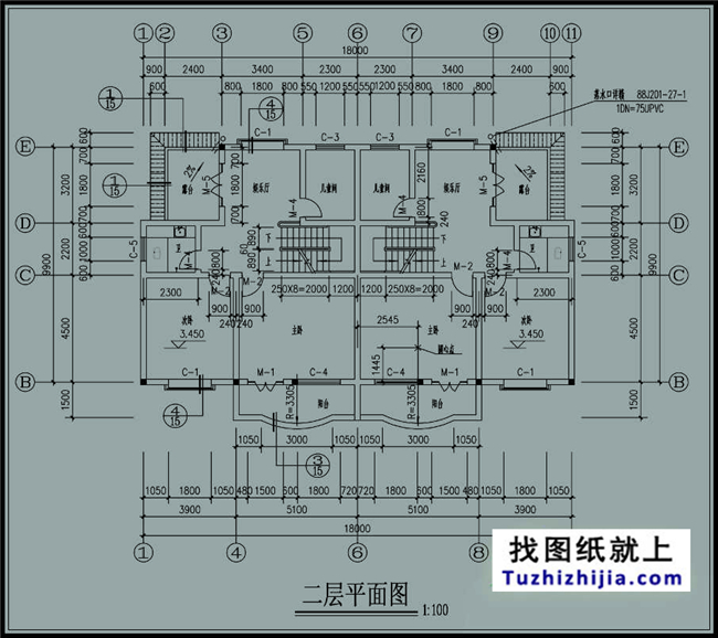 190平方米双拼楼房设计施工图纸带外观,18x11米