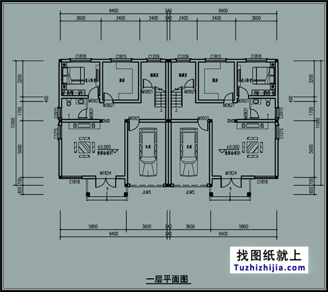 200平方米稳重大气三层双拼万博manbetx官网客户端下载建筑万博manbetx苹果app纸,19.04米*11.0米