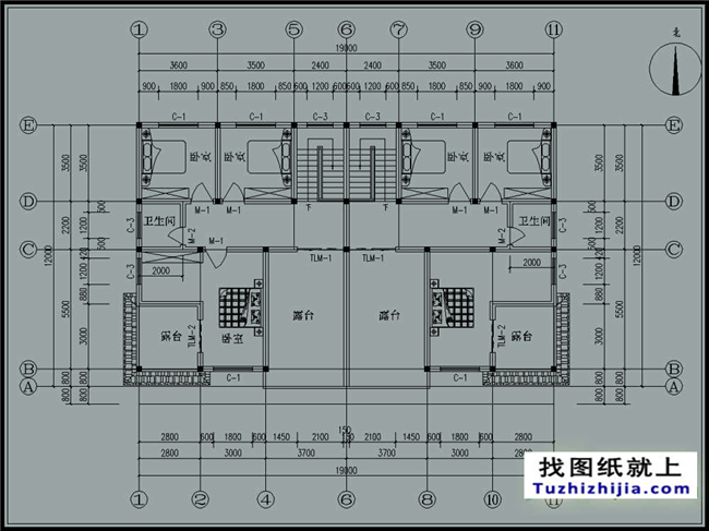 235平方米三层双拼万博manbetx官网客户端下载CAD万博manbetx苹果app纸,19x12米