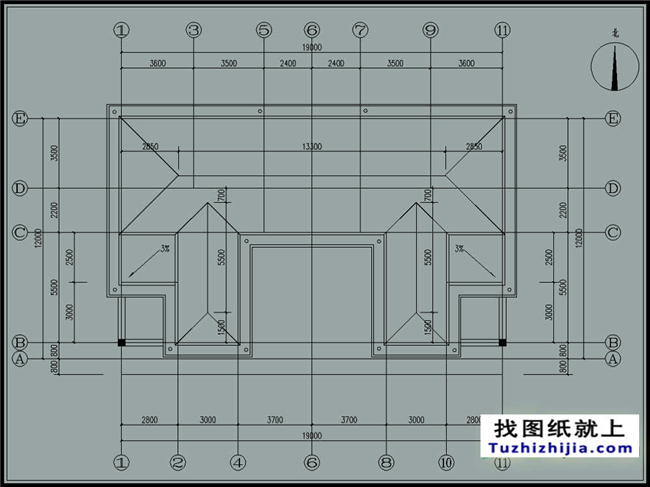 235平方米三层双拼万博manbetx官网客户端下载CAD万博manbetx苹果app纸,19x12米