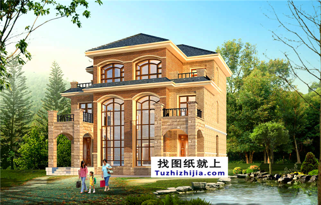 175平方米欧式三层双拼万博manbetx官网客户端下载设计施工图纸及效果图,12x13米