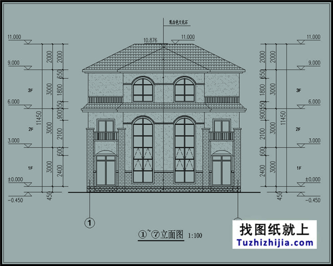 175平方米欧式三层双拼万博manbetx官网客户端下载设计施工图纸及效果图,12x13米