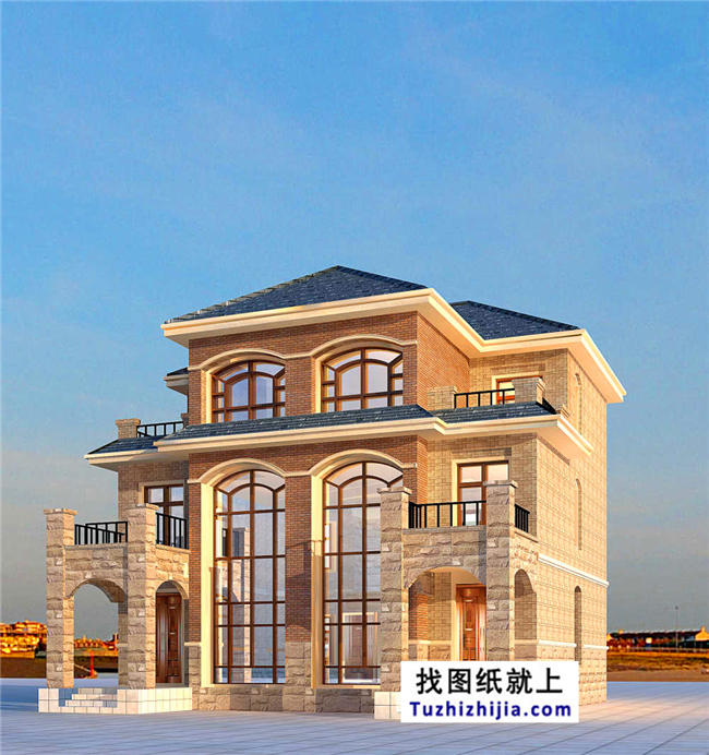175平方米欧式三层双拼万博manbetx官网客户端下载设计施工图纸及效果图,12x13米