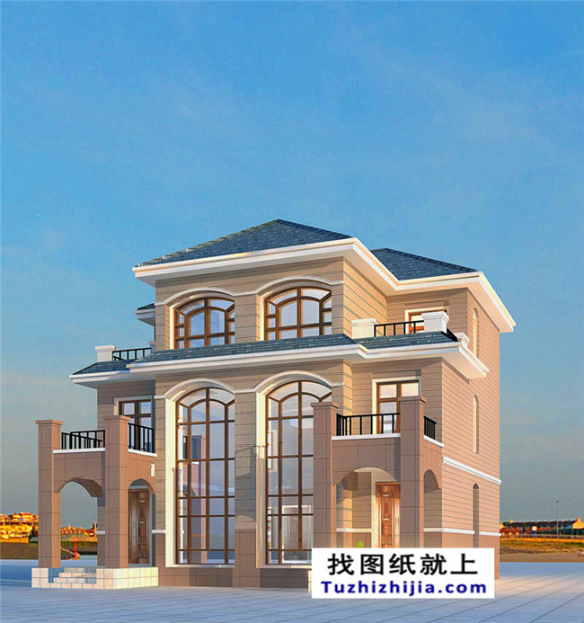175平方米欧式三层双拼万博manbetx官网客户端下载设计施工图纸及效果图,12x13米