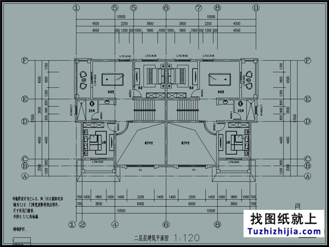 275平方米新农村双拼楼中楼户型别墅设计图纸及效果图,21X14米