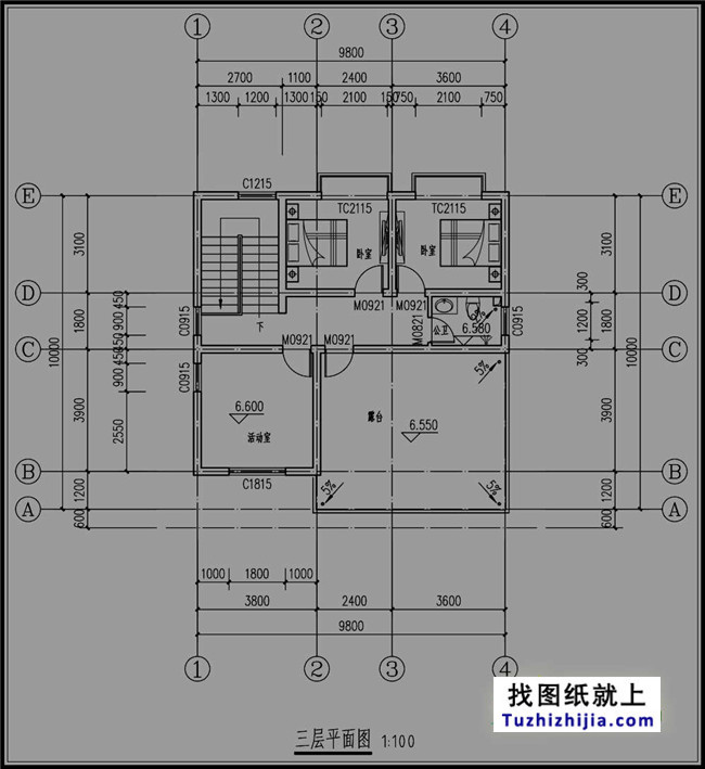 100平方米自建三层半别墅设计图纸