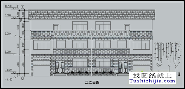 200平方米万博客户端manbetx兄弟合建实用三层CAD万博manbetx苹果app纸带外观,20x10米