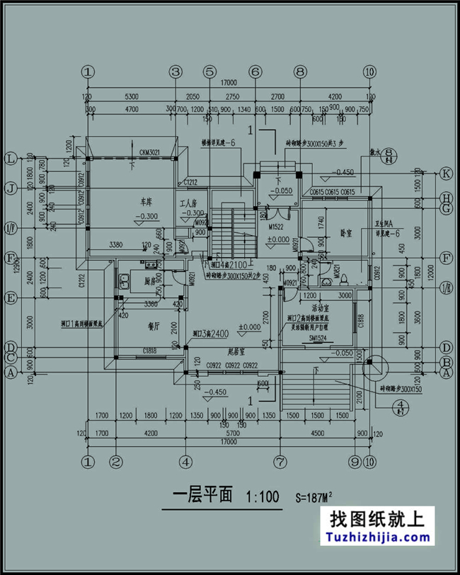 b-b剖面图,楼梯剖面,楼梯一层平面,楼梯二层平面楼,楼梯三层平面,卫生