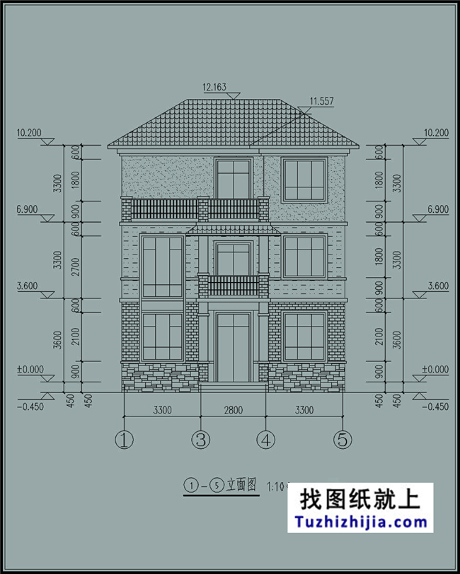 105平方米新万博客户端manbetx自建三层小万博manbetx官网客户端下载设计施工图,10x11米