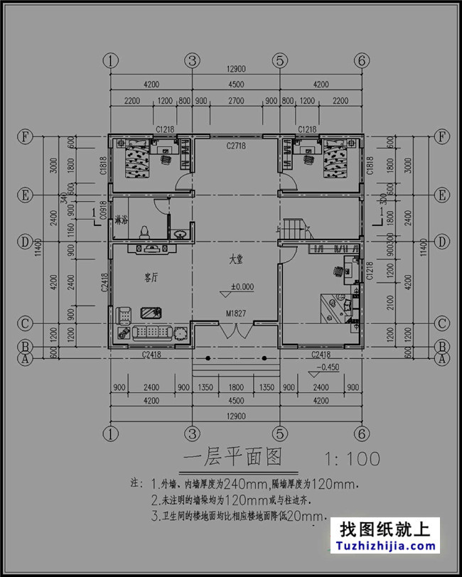 140平方米三层别墅设计图纸