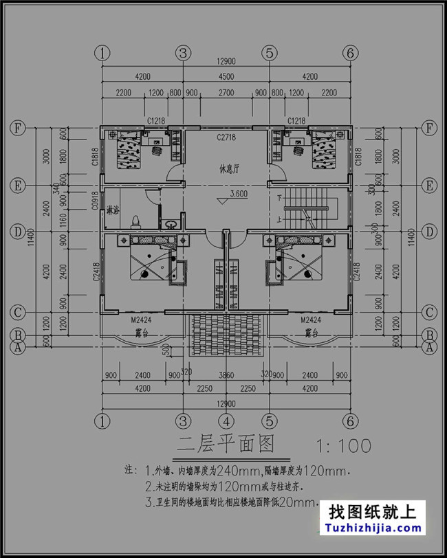 140平方米三层别墅设计图纸