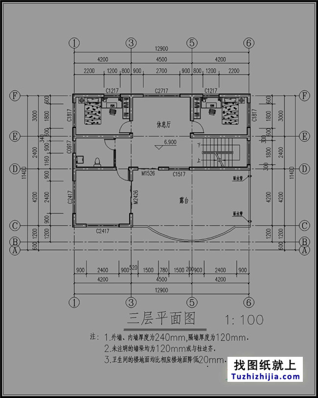 140平方米三层别墅设计图纸