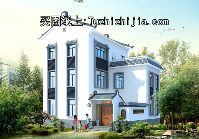 徽派120平新万博客户端manbetx住宅设计方案,带外观效果图