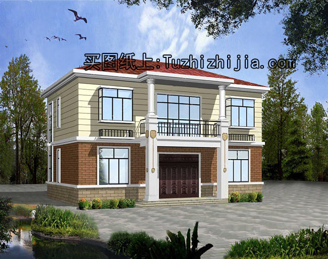 110平方米新农村二层别墅设计图及效果图,12.6x9.6米