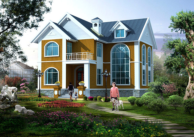 田园风格别墅设计图及外观图片,楼中楼结构