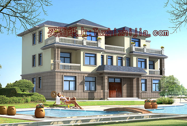 农村三层双拼别墅设计图,带外观效果图,推荐