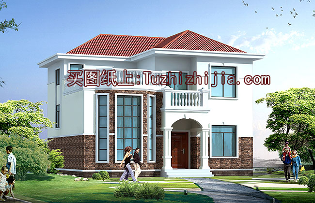 农村二层小洋楼设计图,带外观效果图,外观新颖,漂亮