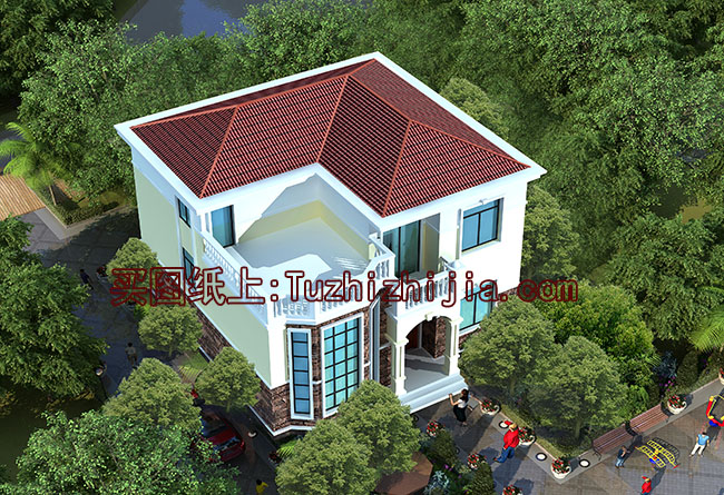 农村二层小洋楼设计图,带外观效果图,外观新颖,漂亮
