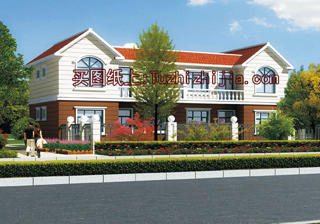 适合兄弟自建的二层双拼别墅设计方案,带效果图