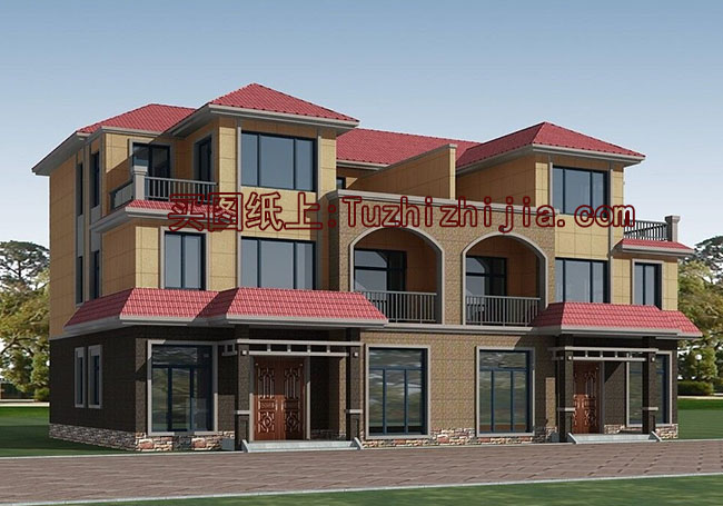 经典三层双拼楼房设计图,经典外观,经典户型