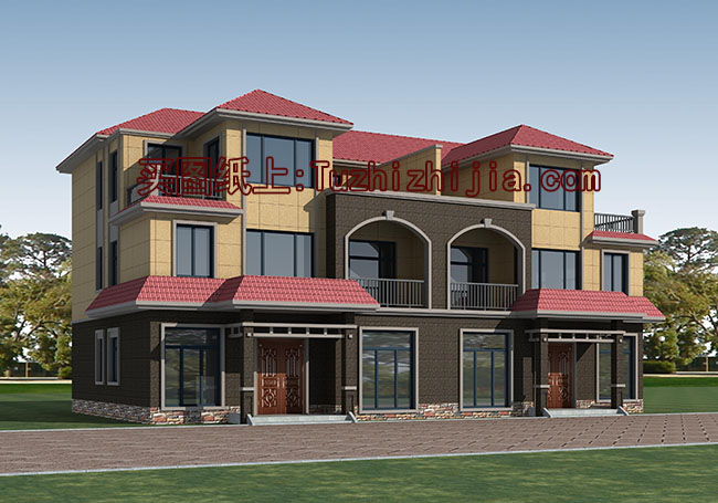 经典三层双拼楼房设计图,经典外观,经典户型